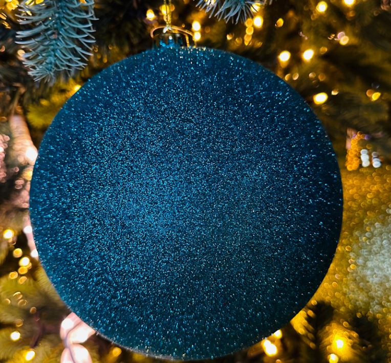 Vianočná guľa MAXI 30cm pávia zelená glitter, 3D vianočná dekorácia