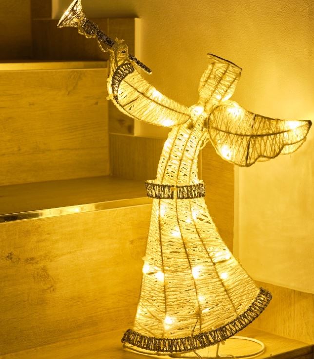 3D LED Vianočný anjel, 50cm, teplá biela 