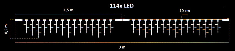 LED Vianočné osvetlenie - Cencúle 3m x 0,5m