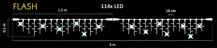 LED Vianočné osvetlenie - Cencúle FLASH 3m x 0,5m