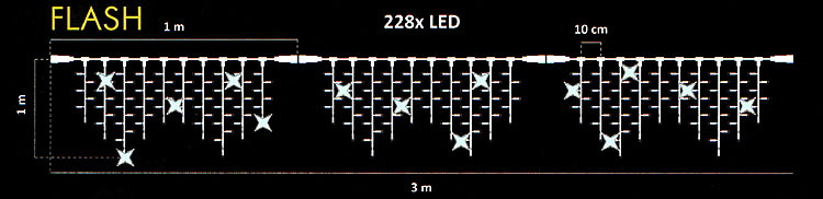 LED Vianočné osvetlenie - Cencúle FLASH 3m x 1m