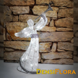 3D LED Vianočný anjel, 50cm, ľadová biela na batérie