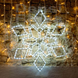 LED svetelný motív - vločka ľadová biela, 65 cm