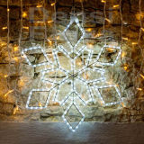 LED svetelný motív - vločka ľadová biela, 65 cm