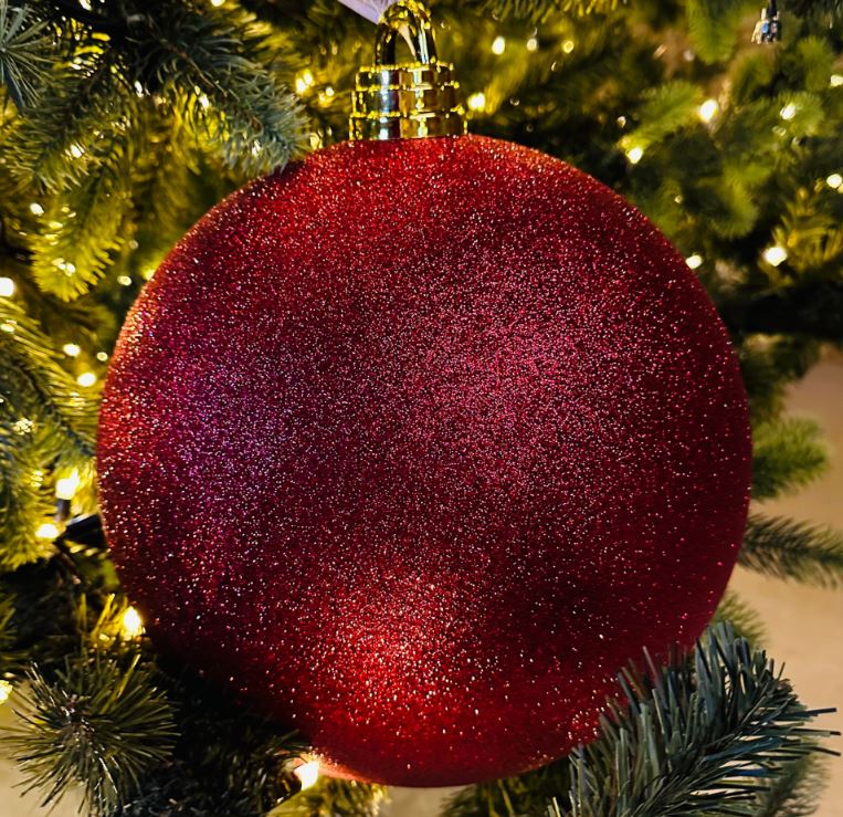 Vianočná guľa MAXI 30cm vínová glitter, 3D vianočná dekorácia