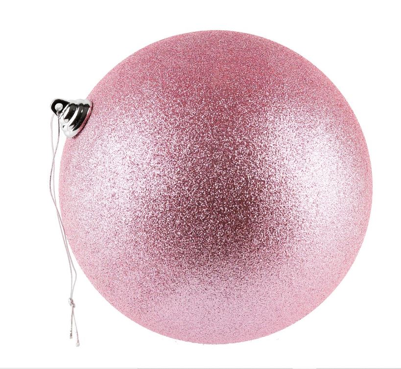 Vianočná guľa MAXI 30cm svetlo ružová glitter, 3D vianočná dekorácia