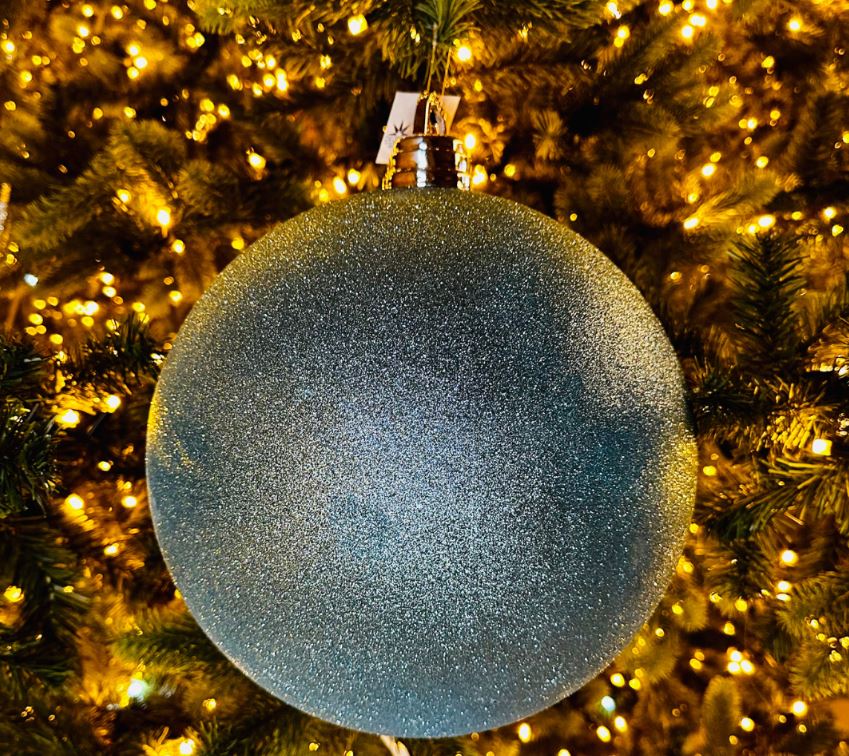 Vianočná guľa MAXI 30cm svetlá modrá glitter, 3D vianočná dekorácia