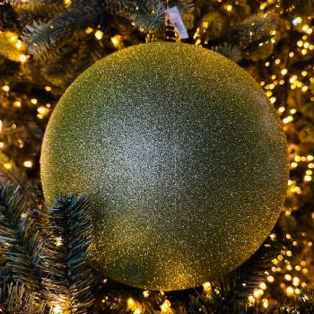 Vianočná guľa MAXI 30cm jablkovo zelená glitter, 3D vianočná dekorácia