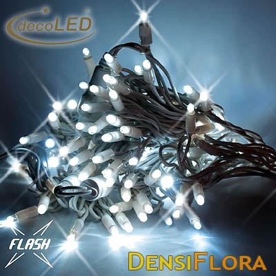 LED FLASH Svetelná reťaz 5m, 60 LED, čierny kábel, chladná biela, EASY FIX, IP67
