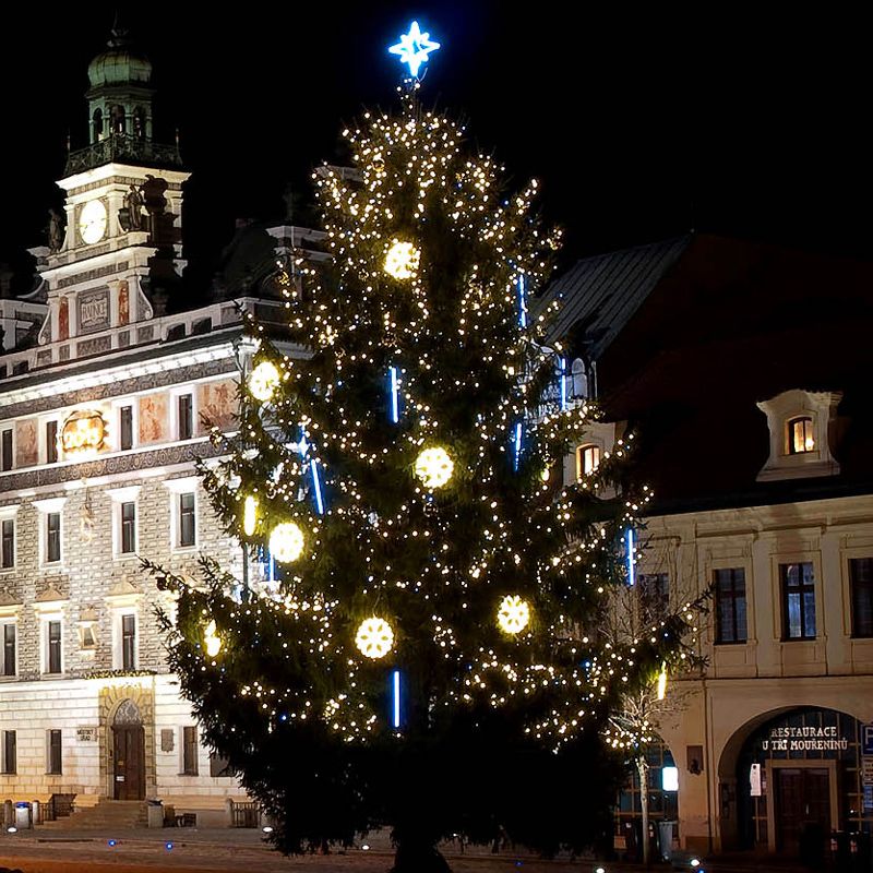 LED špic 45cm x 70cm svetelná hviezda na vianočný strom, vrcholová, teplá biela