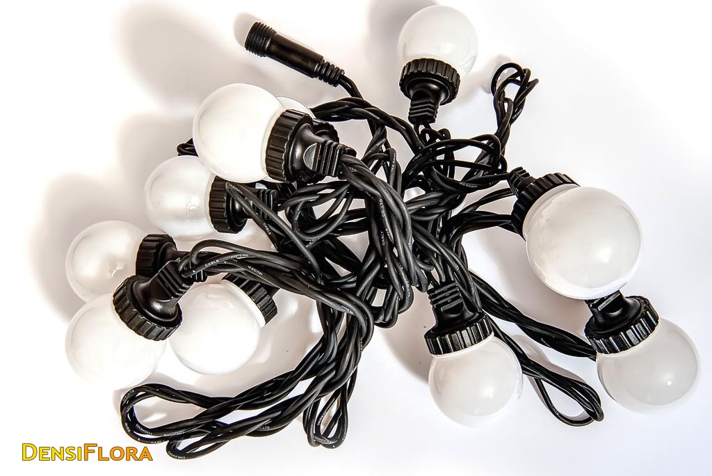 LED Svetelná reťaz 5m, 10LED, teplá biela, čierny kábel, EASY FIX, IP67 girlanda