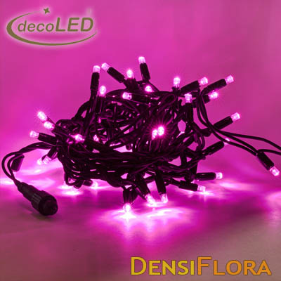LED Svetelná reťaz 5m, 50LED, ružová, čierny kábel, EASY FIX, IP44