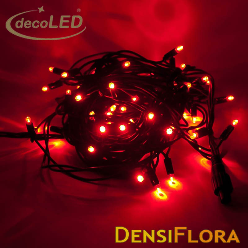 LED Svetelná reťaz 5m, 50LED, červená, čierny kábel, EASY FIX, IP67