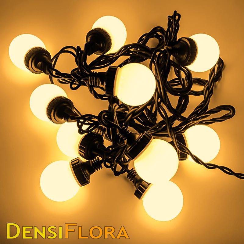 LED Svetelná reťaz 5m, 10LED, teplá biela, čierny kábel, EASY FIX, IP67 girlanda