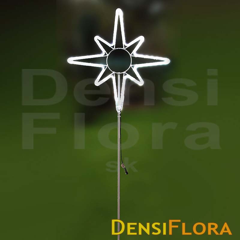 LED špic 50cm x 50cm svetelná hviezda na vianočný strom, vrcholová, ľadová biela