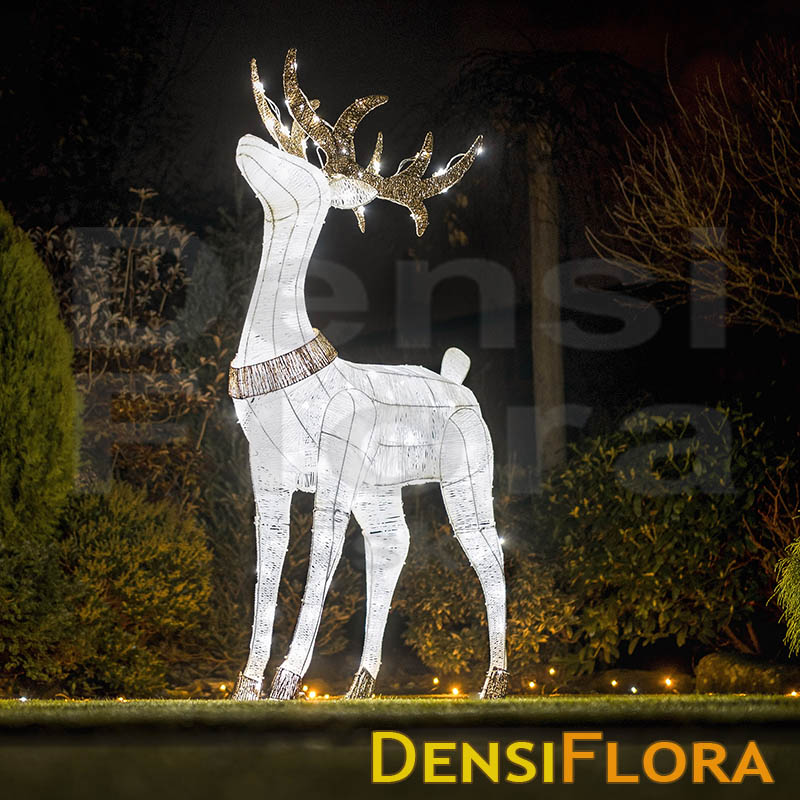 3D LED Svetelný jeleň, 150cm, ľadová biela s FLASH efektom, vianočná dekorácia