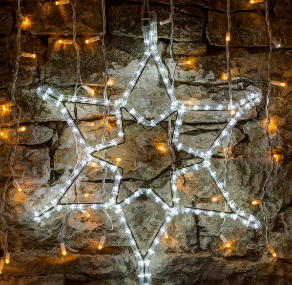 LED svetelný motív - hviezda ľadová biela, 60cm