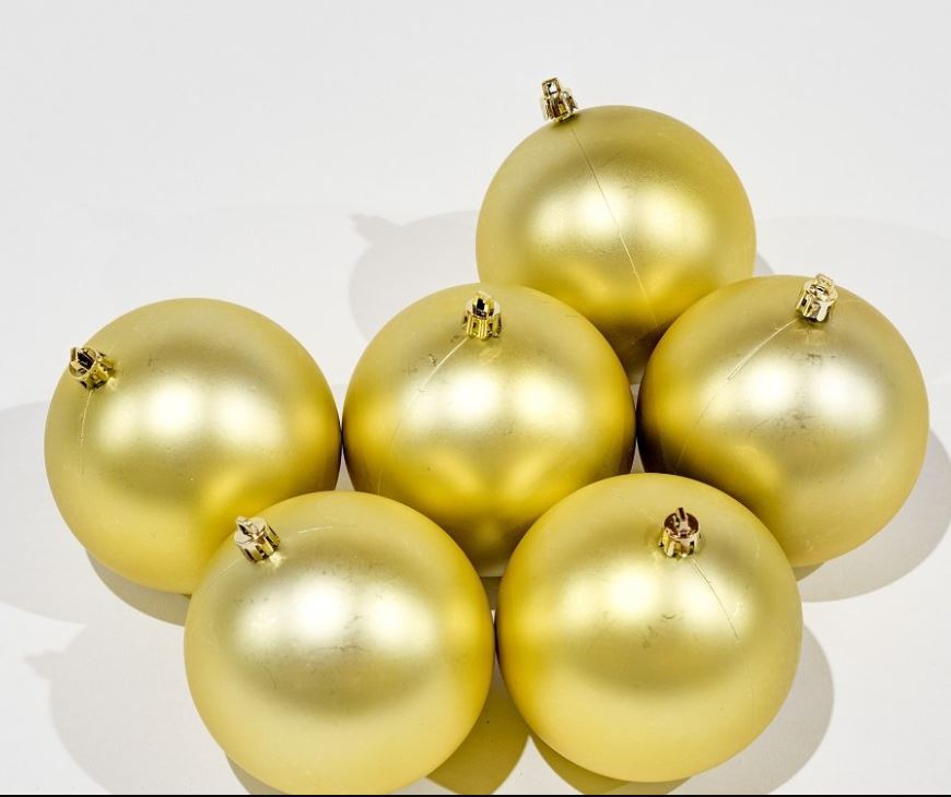 Vianočná guľa 10cm zlatá matná, 6ks, 3D vianočná dekorácia
