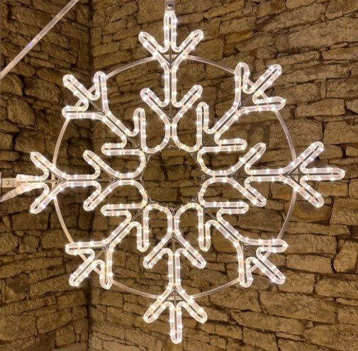 LED svetelný motív - vločka teplá biela, 80cm x 80cm