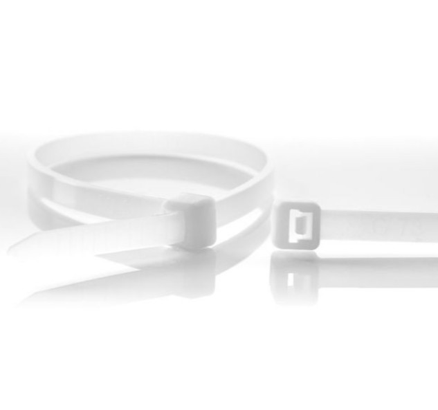 Sťahovacie pásky, sada 100 kusov, biele, 20 cm