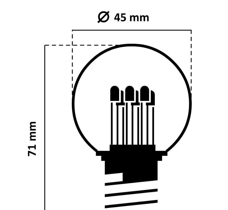 LED žiarovka, chladná biela, pätica E27, 12 led diód, girlanda
