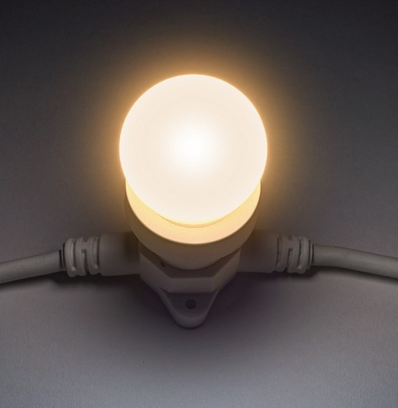 Objímka pre žiarovky s päticou E27, 0,3 m, 1 biela objímka, IP67, Girlanda