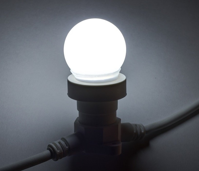 LED žiarovka, chladná biela, pätica E27, 12 led diód, girlanda